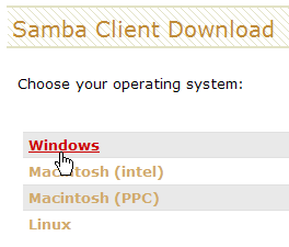 חלון אינטרנט שבו בוחרים מערכת הפעלה