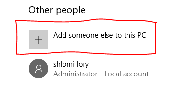 Add someone else to this PC