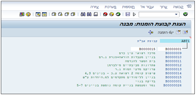 הצגת קבוצת הזמנות: מבנה