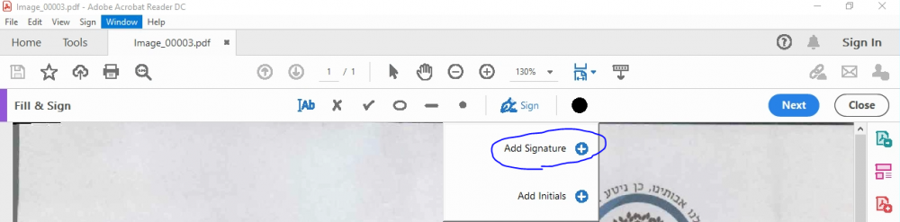 Acrobat Reader Signature adding
